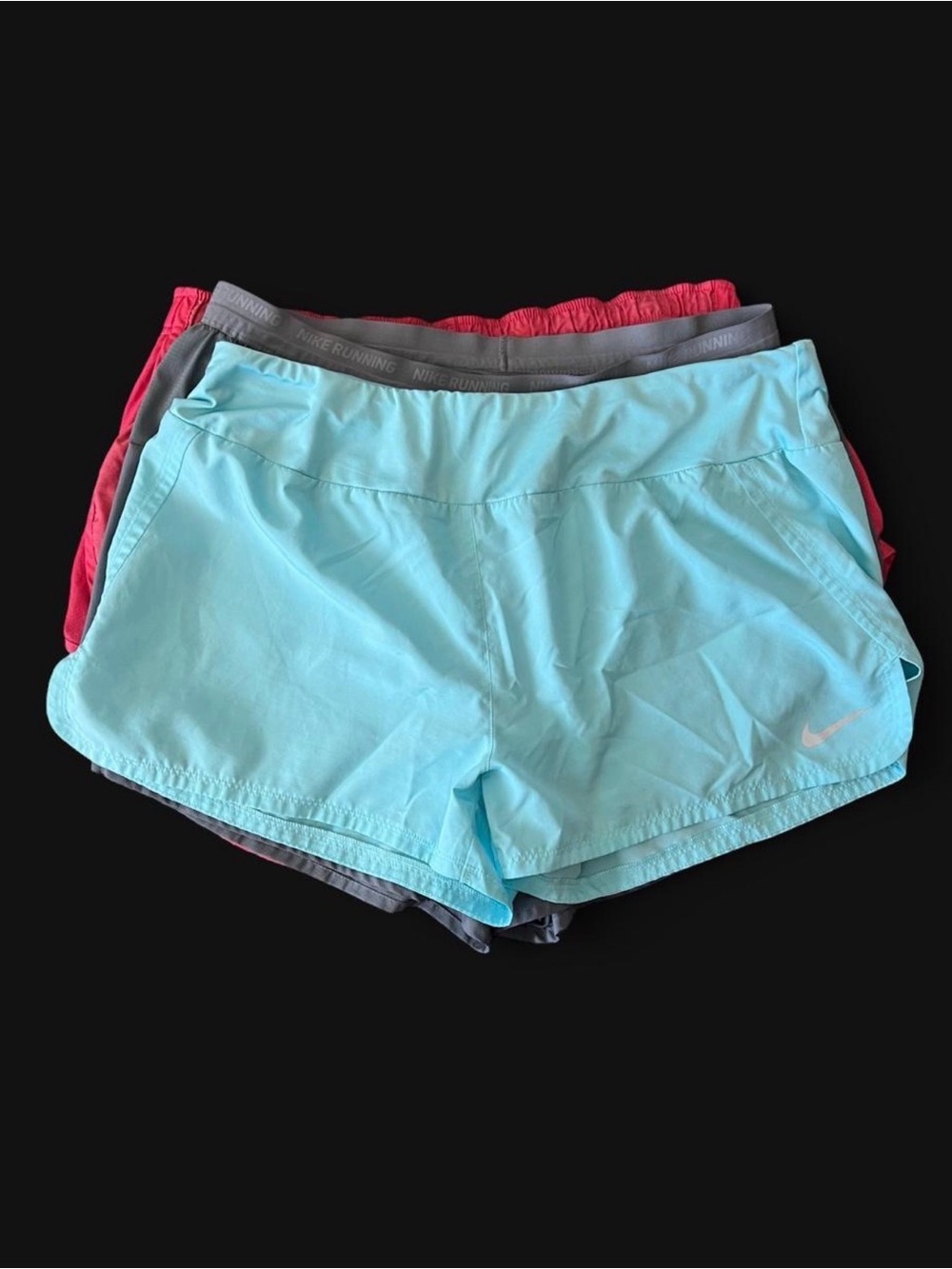 Nike Women's Running Shorts Trio - Coral, Gray, Mint - Picture 4 of 10